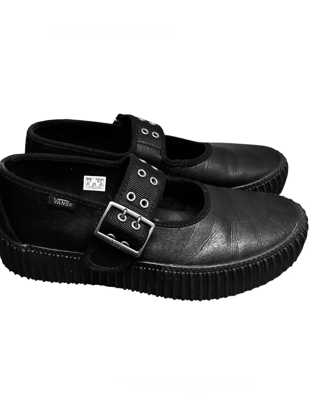 Vans Mary Jane Creeper Platform Black Buckle  Shoes 7.5